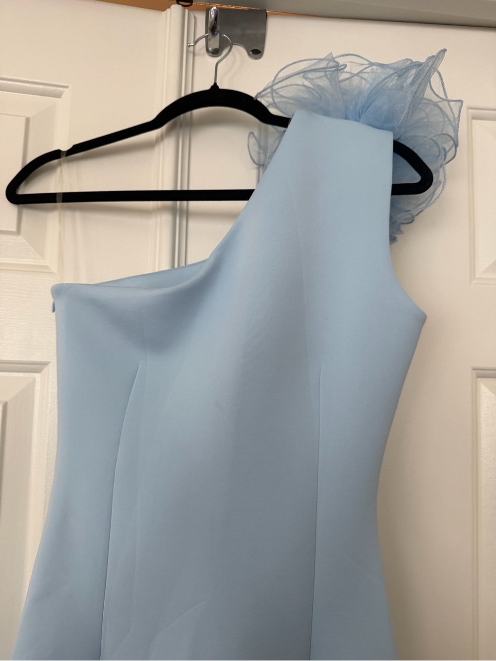 Light Blue One-Shoulder Ruffle Hem Dress - Picture 8 of 13